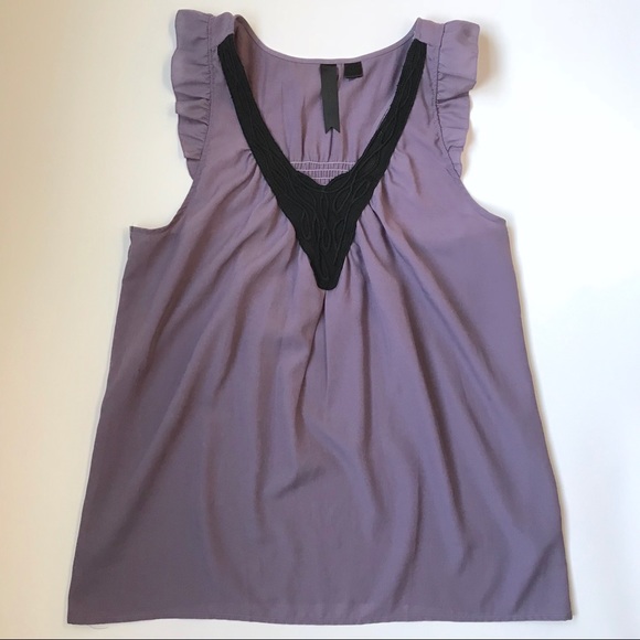 Purple Tank with Embroidered Black V-Neck - Small - Picture 1 of 3